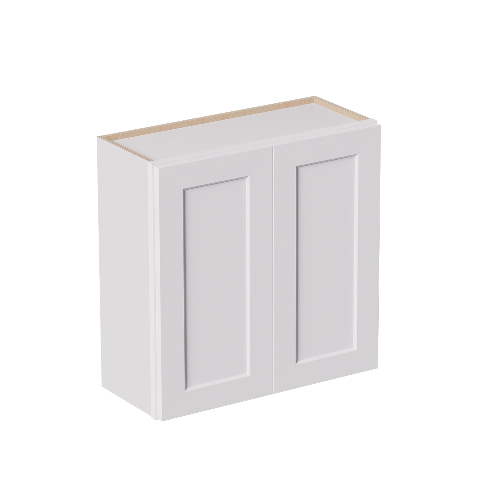 White shaker Solid Wood Double Doors Wall Cabinet 2 Doors and 2 Shelves ...
