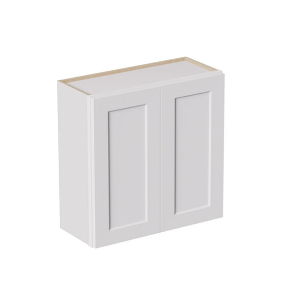 White shaker Solid Wood Double Doors Wall Cabinet 2 Doors and 2 Shelves for Kitchen Storage, Bathroom Storage, Laundry,Adjustable Shelves Ready to Assemble(30"W12"D30"H)