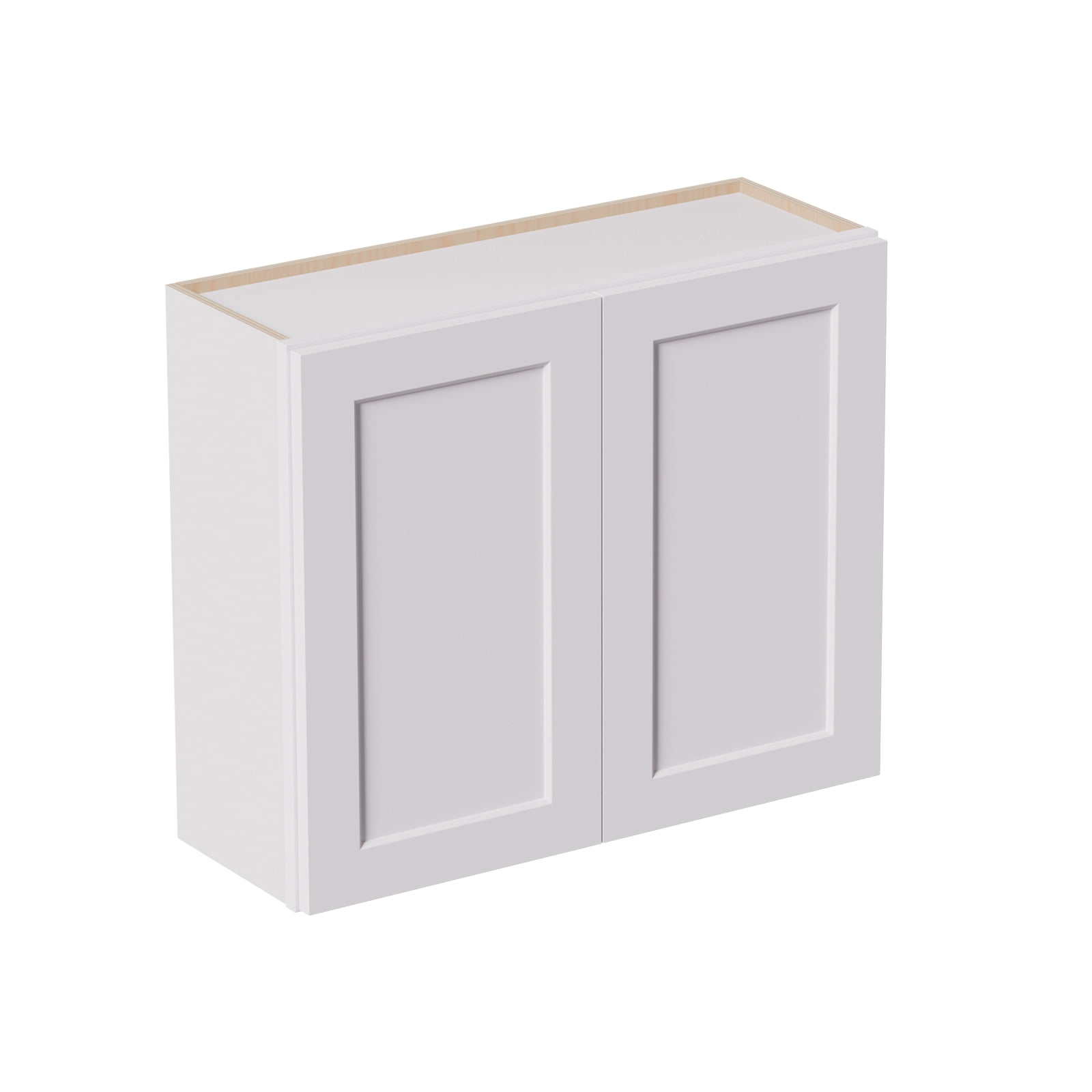 White shaker Solid Wood Double Doors Wall Cabinet 2 Doors and 2 Shelves ...