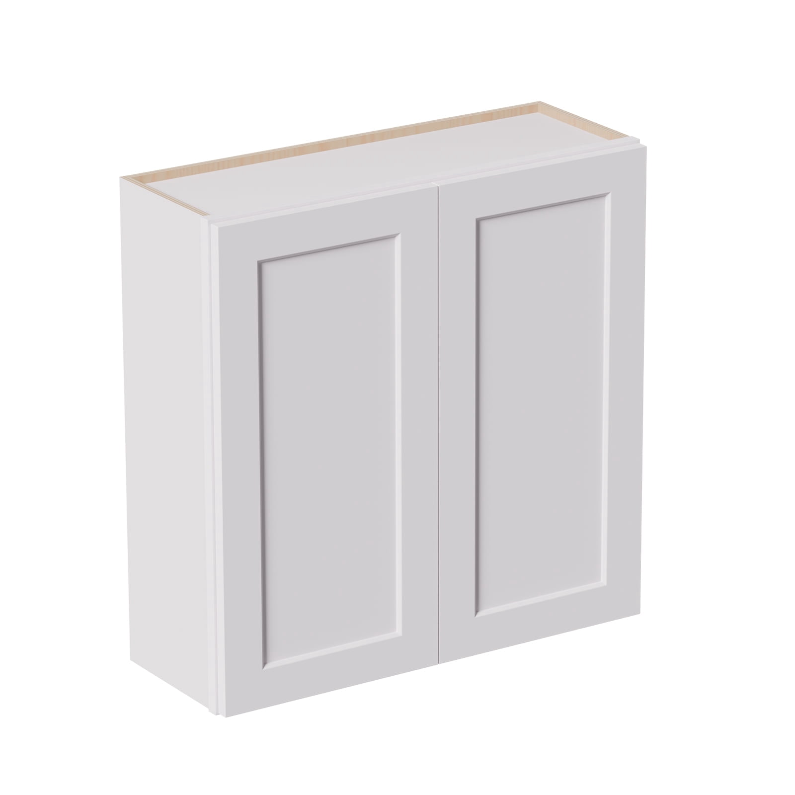 White shaker Solid Wood Double Doors Wall Cabinet 2 Doors and 2 Shelves ...