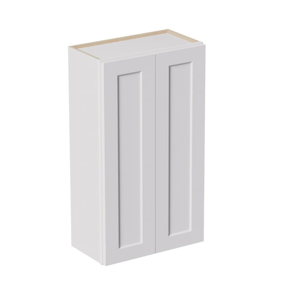 White shaker Solid Wood Double Doors Wall Cabinet 2 Doors and 3 Shelves for Kitchen Storage, Bathroom Storage, Laundry,Adjustable Shelves Ready to Assemble(24"W12"D42"H)