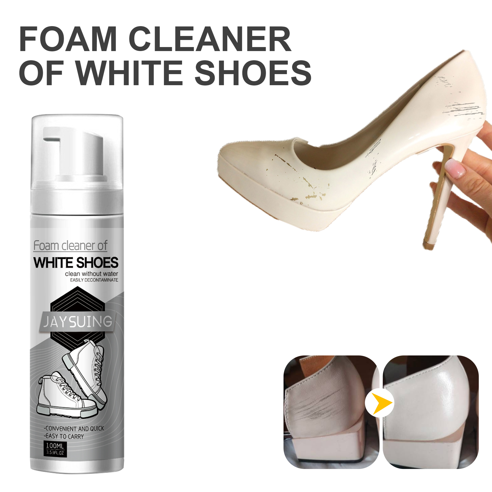 White shoe cleaner to remove stains and brighten yellowed edges