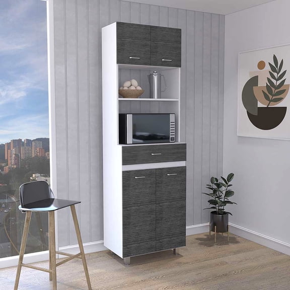 White/smokey oak finish - Store kitchen items of different sizes - Kitchen environment - Spacious open cabinet
