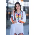 thumbnail image 1 of White summer Kaftan, bohemian multicolor embroidery dress, Egyptian cotton Materials: Egyptian cotton, Size: M, Color: White, 1 of 1