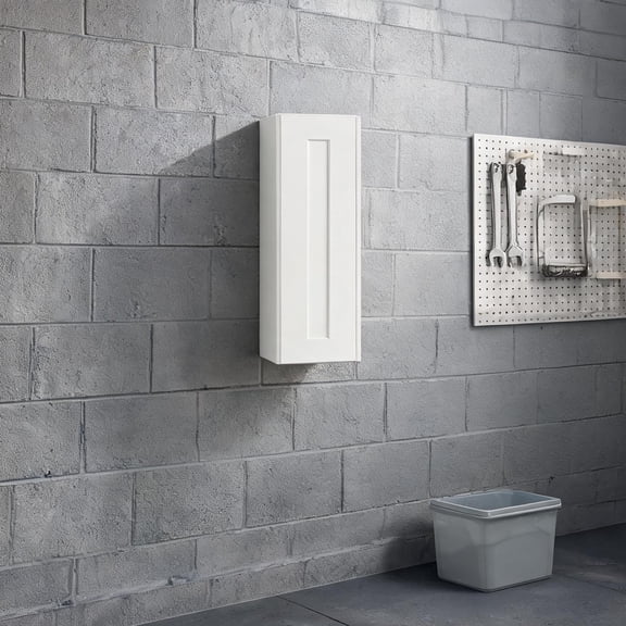 White-toned Narrow Shaker Storage Cabinet Solid Wood Multi-Room Small Space Storage, 9 Inches Wide