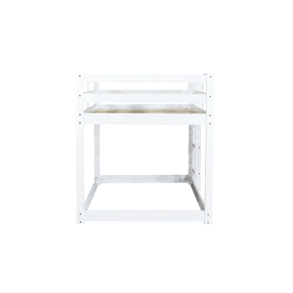 White twin over twin loft bed made of rubber wood for maximizing bedroom space and safety