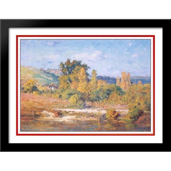 White water River. Brookville 38x28 Large Black Wood Framed Print Art by T. C. Steele