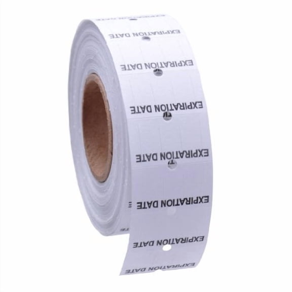 White with Black "Expiration Date" Labels to fit Towa GS Series/Halmark/Century Price Guns 16 Pack (Free Ink roll Included)