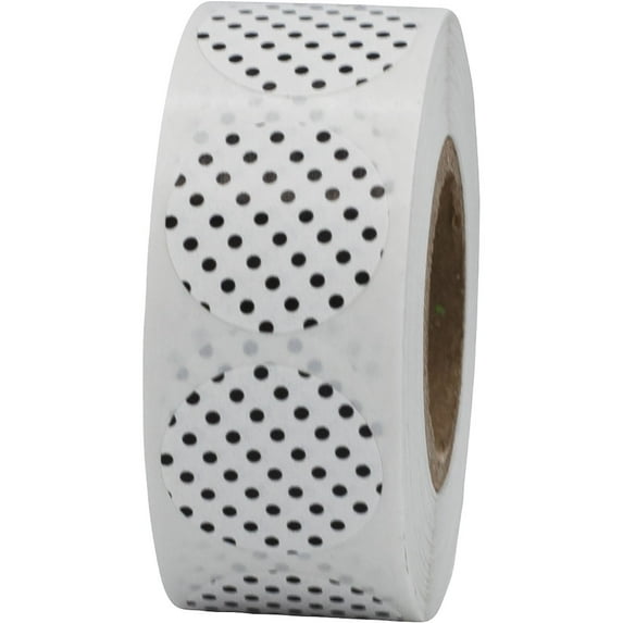 White with Black Polka Dot Circle Stickers | 0.75" Inch Round | 500 Pack