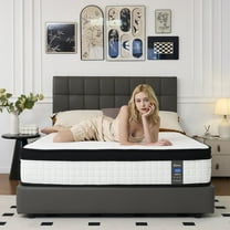 White with Black Rim Mattress, 12 Inch Euro Top Mattress in a Box,Queen, Memory Foam Hybrid Mattress with individually Pocket Springs,Med