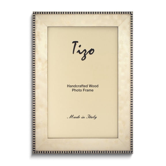 White with Black and White Border 5x7 Handcrafted Wood Photo Frame