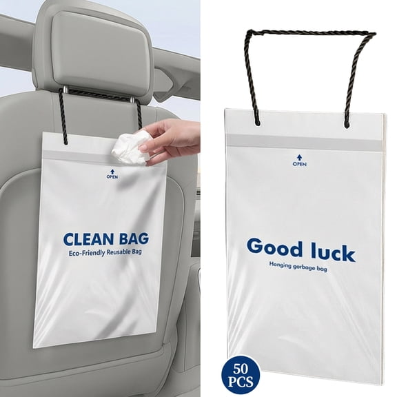 White Hanging Car Trash Bags 50 Count 7.9Inch×11.3Inch Waterproof Leakproof Vehicle Garbage Bags