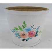 White with Floral Design Planter