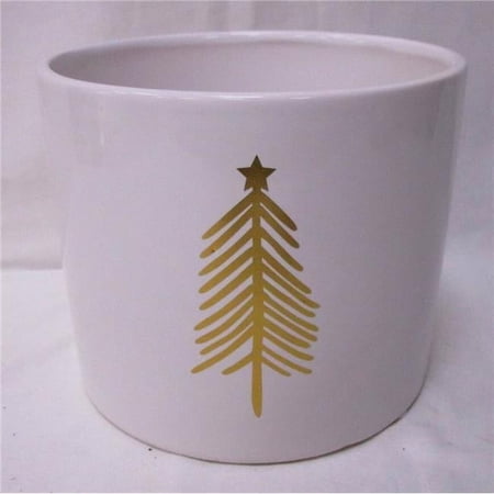 White with Gold Christmas Tree Planter