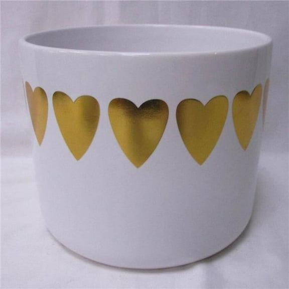 White with Gold Heart Border Planter