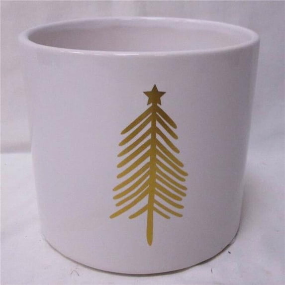 White with Gold Tree Planter