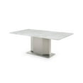 thumbnail image 1 of White with Gray Vein Marble Table with Stainless Steel Base, 1 of 3