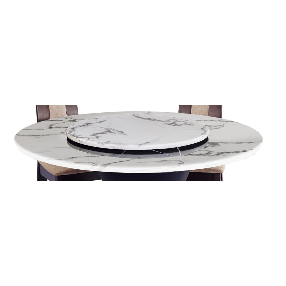 31.5'' White and Gray Marble Round Lazy Susan