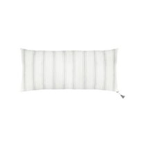 White with Grey Stripes Linen Pillow 13x30 13x30 Down Insert