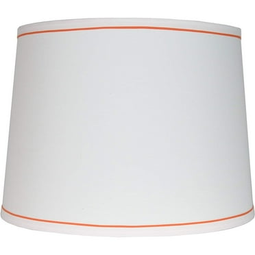 White with Trim French Drum Lampshade, 14" to 16" Bottom Size Orange 12"
