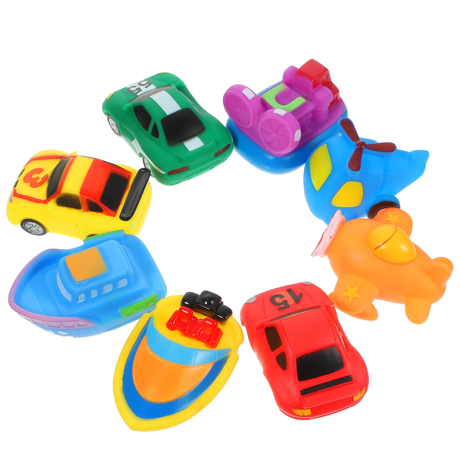 WhiteBeach 8 Pcs Boat Vehicle Aircraft Bath Toys Squeeze Sound Bathtime ...