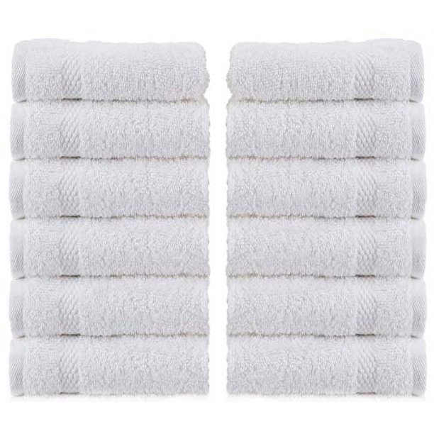 WhiteClassic Luxury Cotton Washcloths Large Hotel Spa Bathroom Face