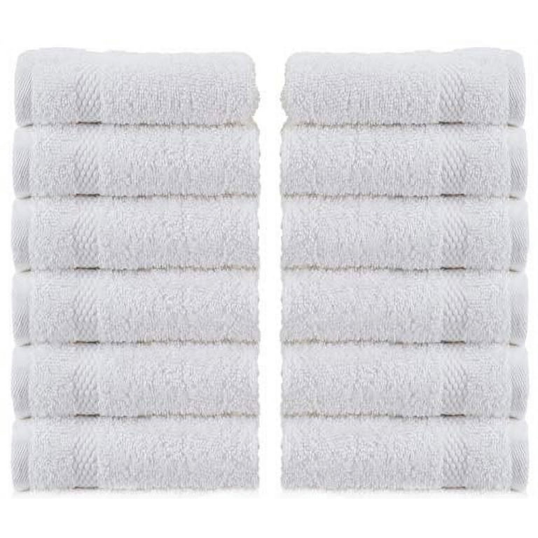 White Classic Luxury Cotton Washcloths - Large Hotel Spa Bathroom Face Towel