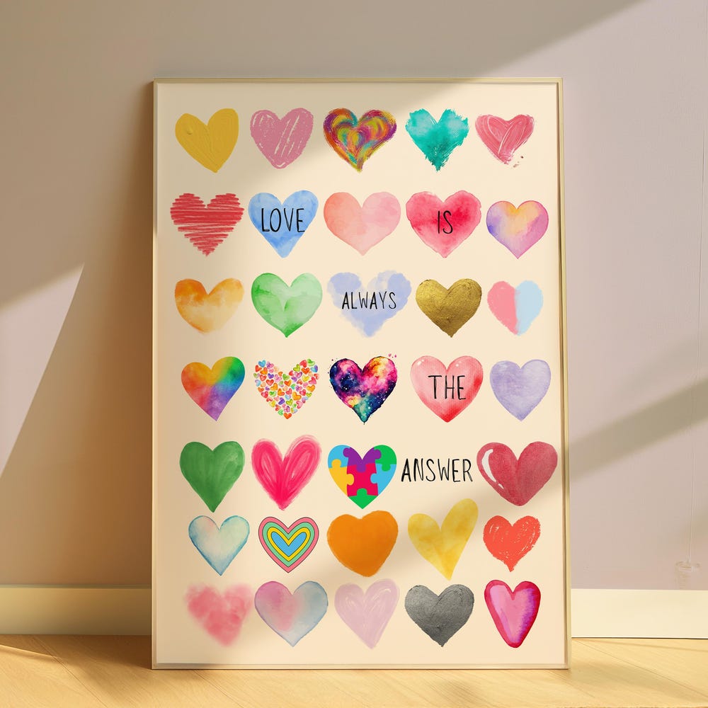WhitePeak Art Colorful Heart Inspirational Positive Quote Mental Poster ...