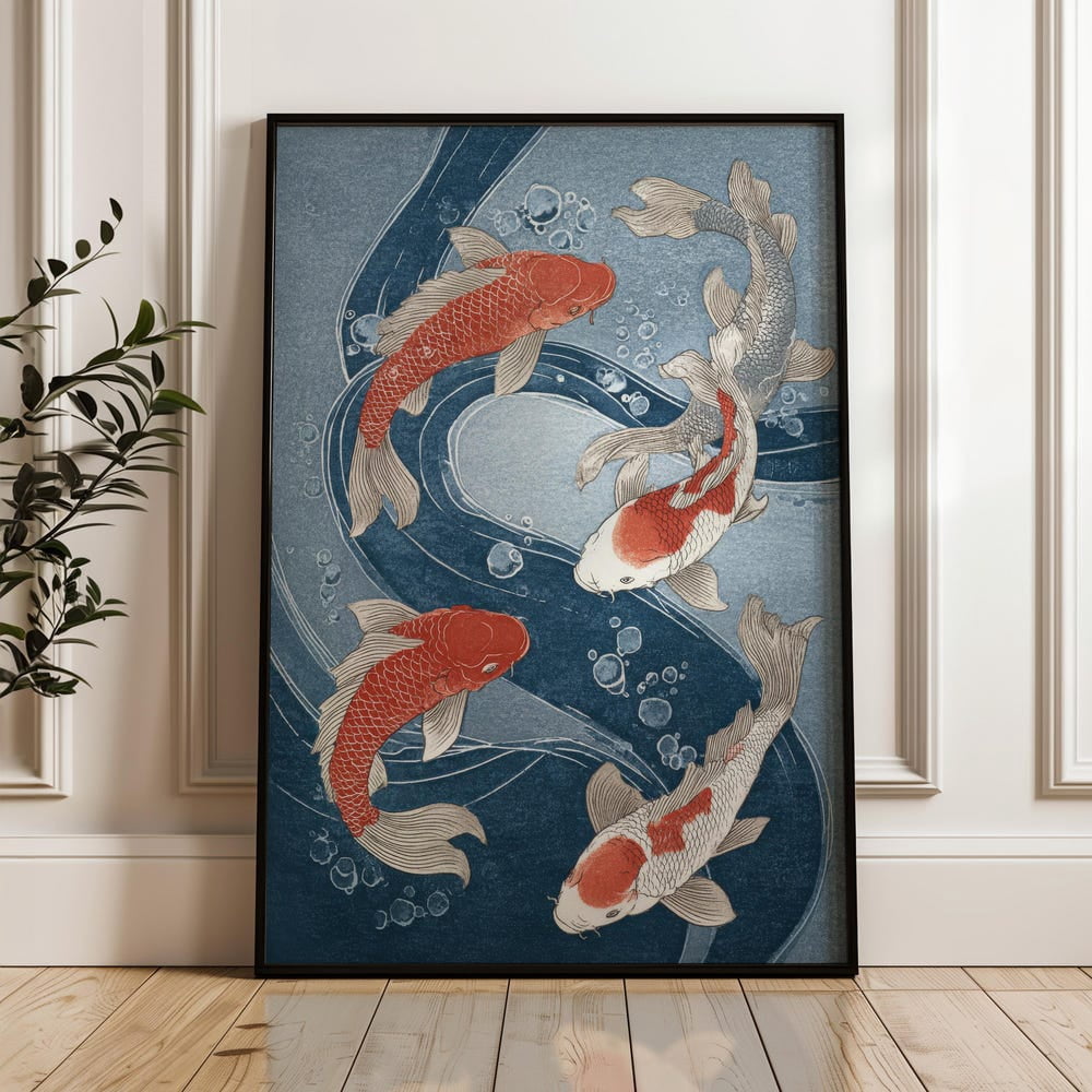 WhitePeak Art Japanese Koi Fish Poster, Vintage Japan Art Print ...