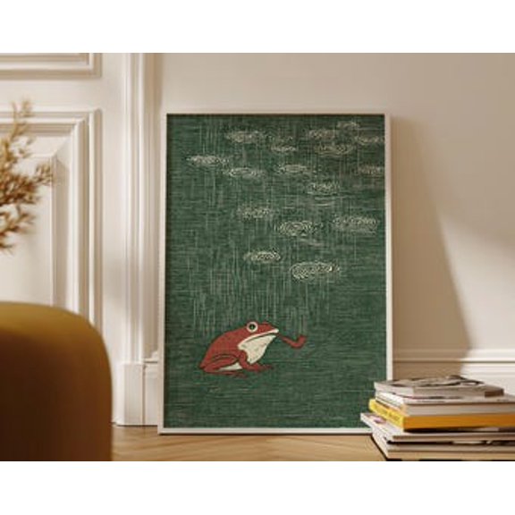 WhitePeak Art Japanese Woodblock Frog Pipe Art Print, 8x12 UNFFRAMED
