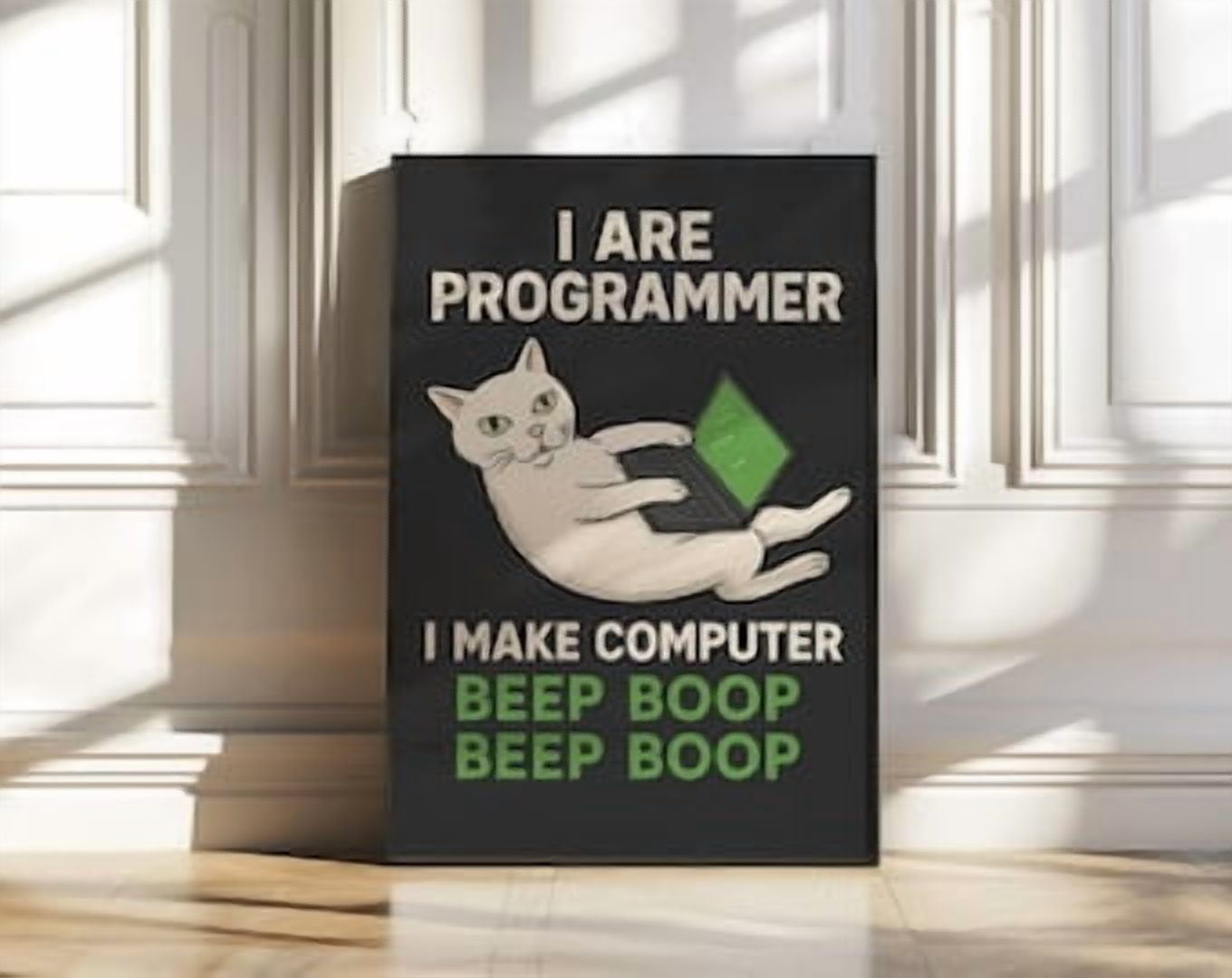 WhitePeak Art Programmer Wall – Cat With Laptop | Developers & Tech ...
