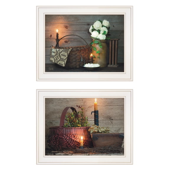 TrendyDecor4U White Red Baskets 2-Piece Vignette Wall Art V452-226G