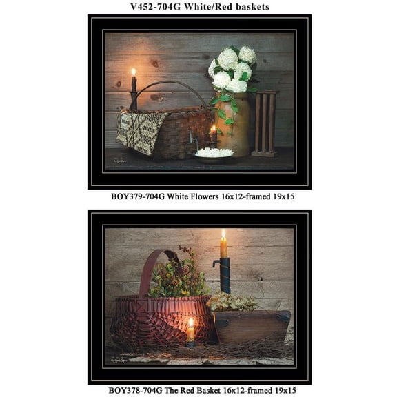 TrendyDecor4U White Red Baskets 2-Piece Vignette Wall Art V452-704G