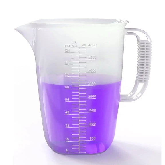 WhiteRhino 1 Gallon Measuring Pitcher,134oz Large Plastic Measuring Cup for Lawn,Pool Chemicals, Motor Oil Fluids