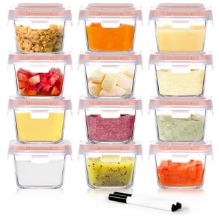 ARSUK 4 oz Baby Food Storage Containers, 16 Pack Small Take Away Container with Lid and Snack Pots for Toddlers, Dishwasher Safe, BPA Free Plastic
