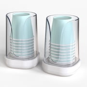 WhiteRhino 2 packs Plastic 3 oz Disposable Paper Cup Holder, Bathroom Cup Holder Dispenser for Vanity Countertop