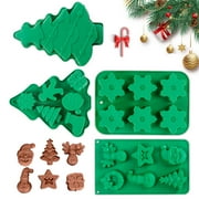 WhiteRhino 4Pcs Christmas Silicone Molds for Cake Decoration Baking,Snowflake Snowman Elk Deer Molds