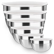 WhiteRhino 6 Pack Stainless Steel Mixing Bowls Set ,Kitchen Metal Meal Prep Bowls with Lids for Baking,Cooking,Serving