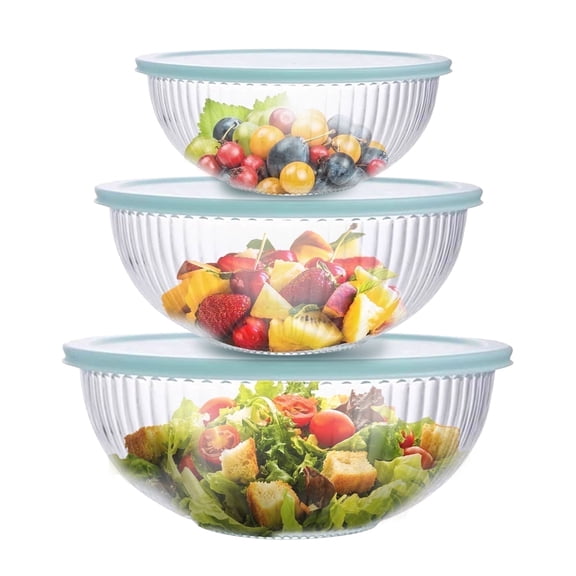 WhiteRhino 6-Piece Glass Mixing Bowls with Lids Set,Glass Nesting Bowls for Food Prep Serving Baking Salad,Kitchen Storage