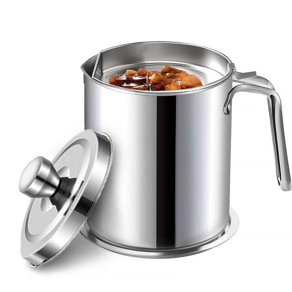 WhiteRhino 68oz Bacon Grease Container with Strainer ,2L Stainless Steel Storage Can for Cooking Oil,Kitchen