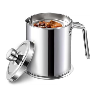 WhiteRhino 68oz Bacon Grease Container with Strainer ,2L Stainless Steel Storage Can for Cooking Oil,Kitchen