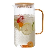 WhiteRhino 68oz Glass Pitcher with Lid,Clear Large Pitchers for Drinks Water Juice Beverage Iced Tea Brew Maker