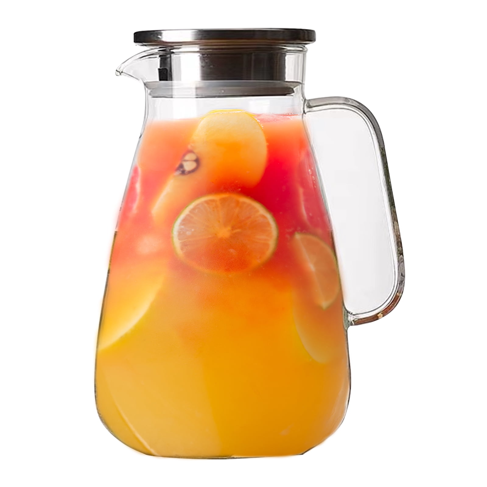 WhiteRhino 68oz Glass Pitchers with Stainless Steel Lid and Spout, Clear Water Pitcher for Beverage, Coffee,Juice,Sun Tea - Walmart.com