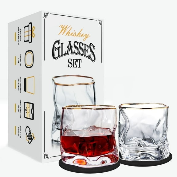 WhiteRhino 8oz Crystal Whiskey Glasses Set of 2,Old Fashioned Cocktail Glasses for Men,Scotch,Cognac,Bourbon Drinkware