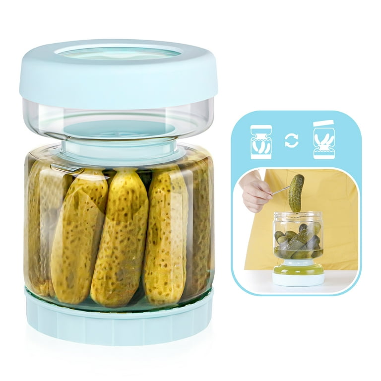 UDIYO Pickle and Olive Hourglass Jar with Strainer for Pickle