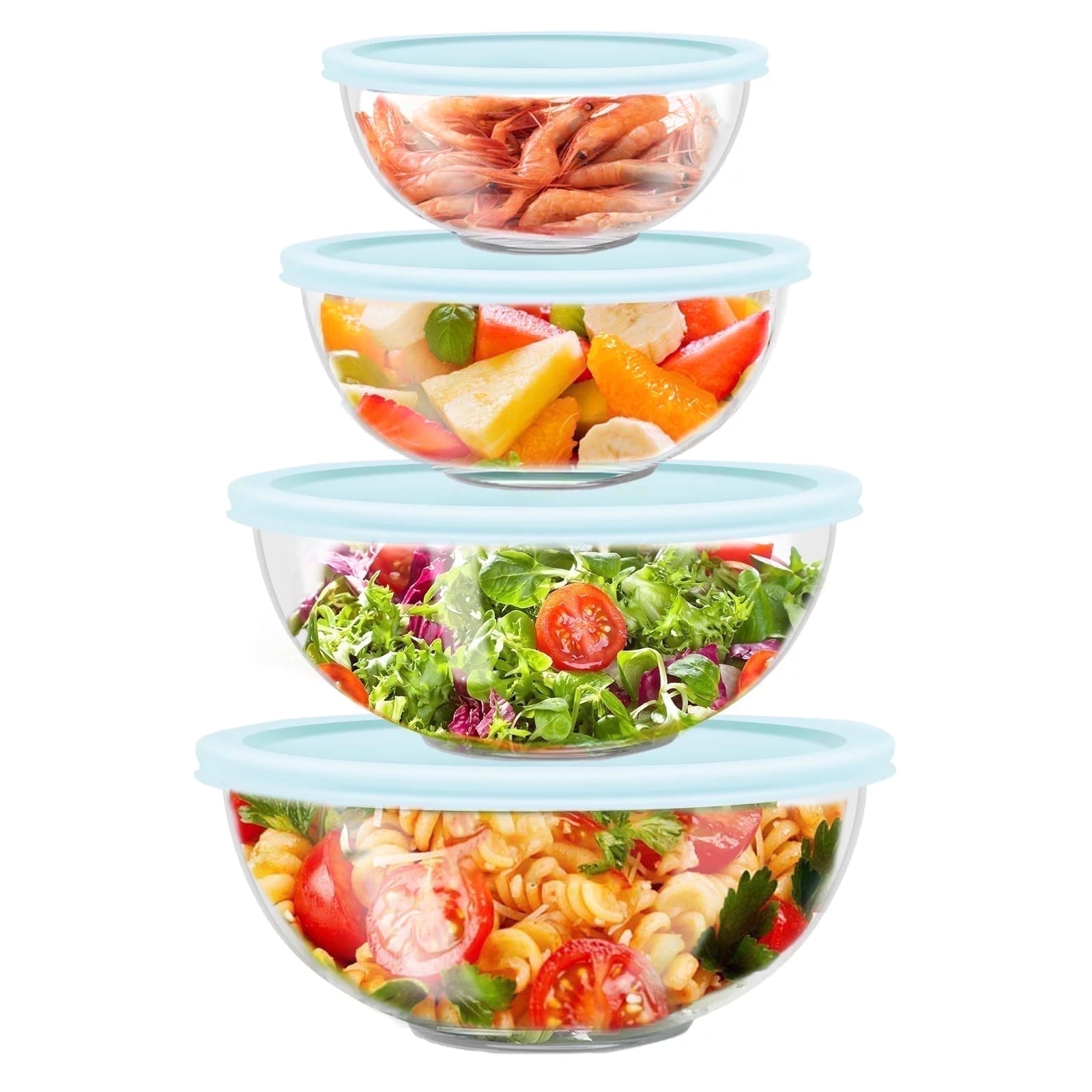 WhiteRhino Glass Mixing Bowls with Lids Set,8pcs Nesting Storage Container for Cooking,Large Meal Prep Bowl for Kitchen - Walmart.com