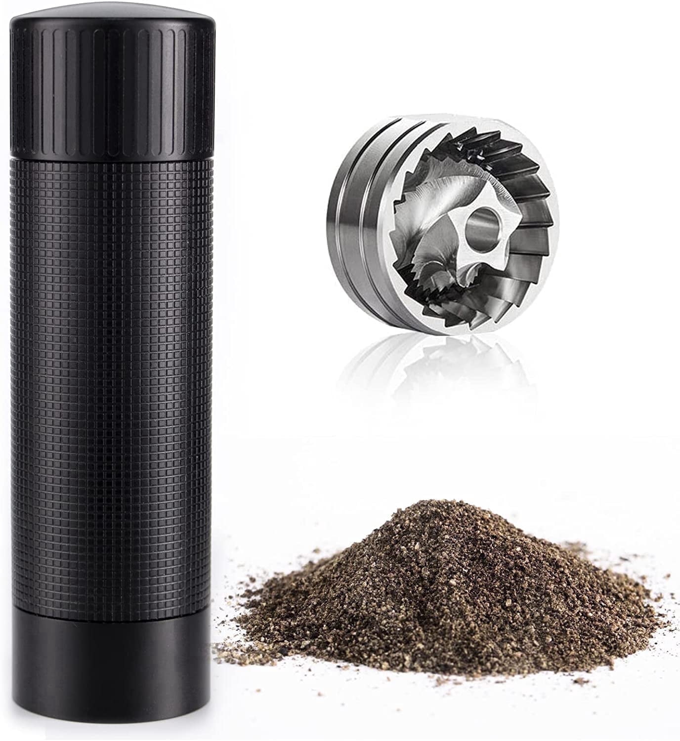 WhiteRhino Professional Grade Pepper Mill Grinder with Stainless Steel Blade,High Output Refillable Adjustable Coarseness Pepper MIll for Spices