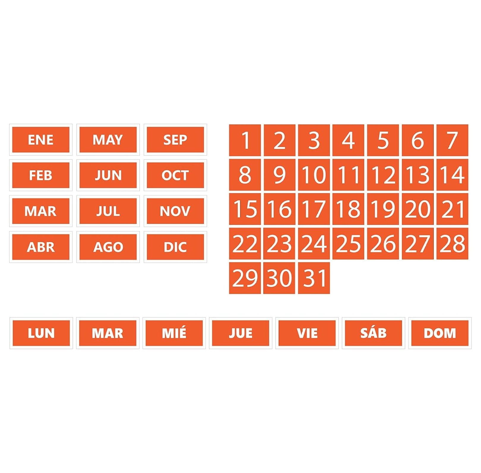 Whiteboard Calendar Spanish Bundle (Dates, Days of The Week, Months) by (Burnt Orange, 1