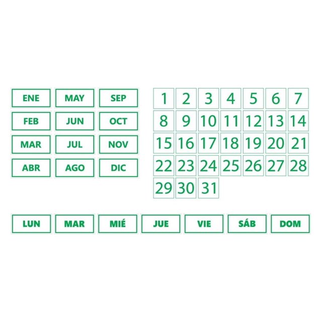 Whiteboard Calendar Spanish Bundle (Dates, Days of The Week, Months) by (Green Inverted