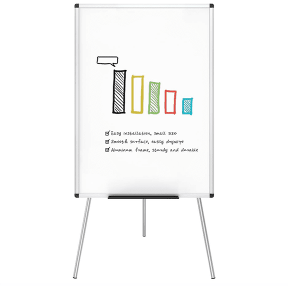 Whiteboard Easel, 36 x 24 Inches, Portable Dry Erase Board Height Adjustable for School Office and Home